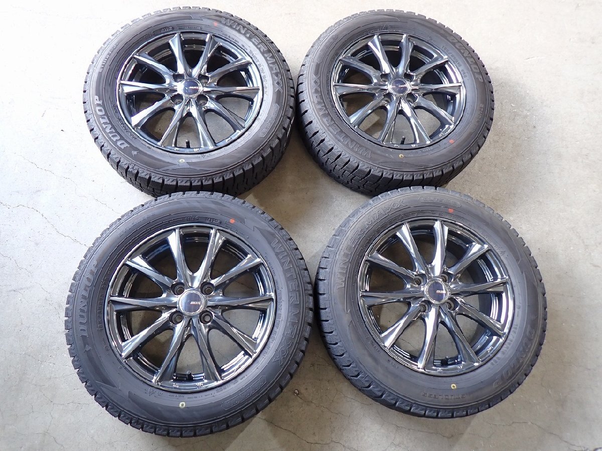 YS19272【送料無料185/65R15】ノート ティーダ GB3型 GB4型フリードなど 中古スタッドレスセット■15×5.5J 100/4H ET42■1円スタート拍卖