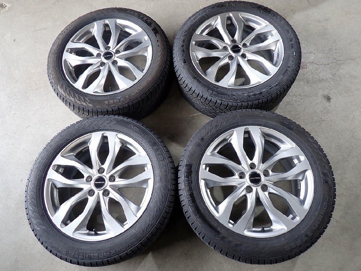 YS23545【送料無料225/55R18】E52エルグランド クロストレックなどに 中古スタッドレスアルミセット ★18×7.5J 114.3/5H ET53★拍卖