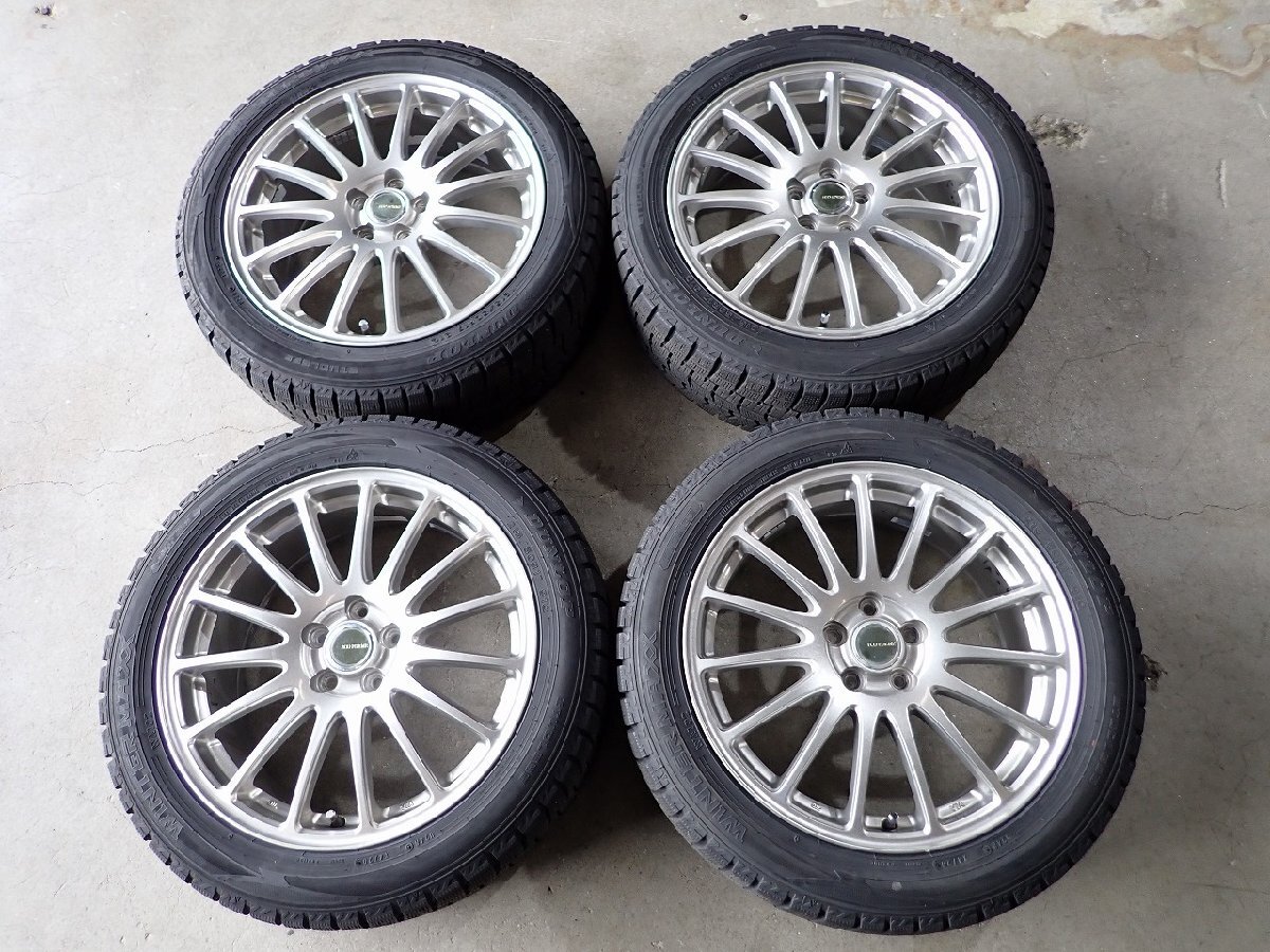 YS20262【送料無料215/50R17】エクシーガ レガシィB4などに ダンロップ 中古スタッドレス ★17×7J 100/5H ET53★1円スタート拍卖