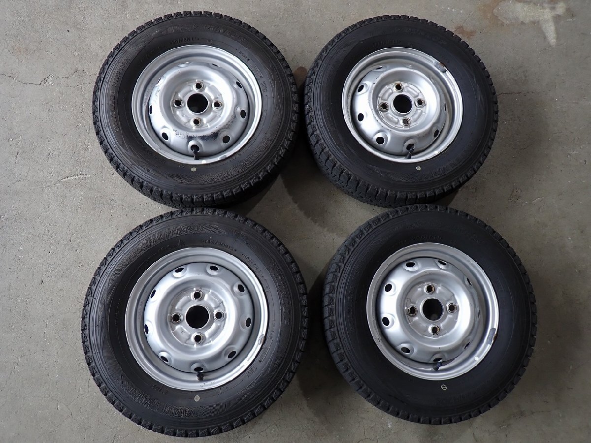 YS20227【送料無料145/80R12 80/78N】ハイゼット キャリーなどに ダンロップ 中古スタッドレス▼12×3.5J 100/4H ET約40▼1円スタート拍卖