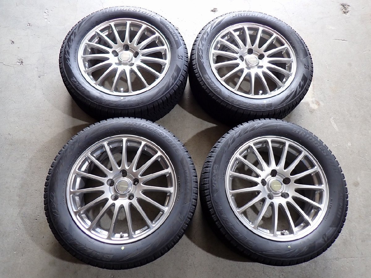 YS20211【送料無料215/55R17】エスティマ オデッセイ ヴェゼルなどに 中古スタッドレスセット ▼17×7J 114.3/5H ET45▼1円スタート拍卖