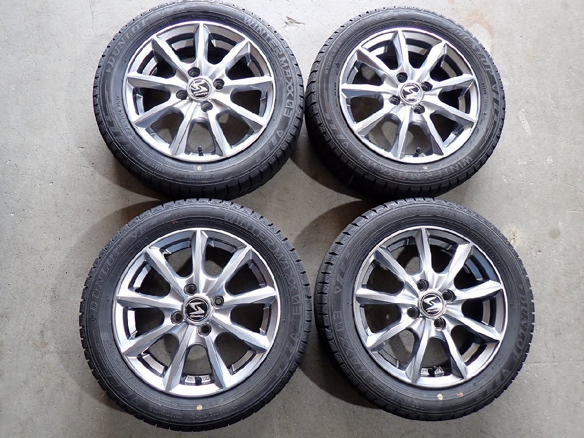 YS20210【送料無料155/65R14】NーBOX タント スペーシア デイズ等に 中古スタッドレスセット ★14×4.5J 100/4H ET45★1円スタート拍卖