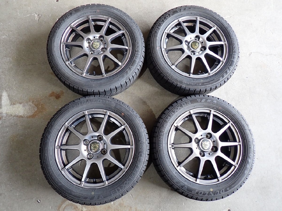 YS20207【送料無料155/65R14】NーBOX タント スペーシア デイズなどに 中古スタッドレスセット ▼14×4.5J 100/4H ET43▼1円スタート拍卖