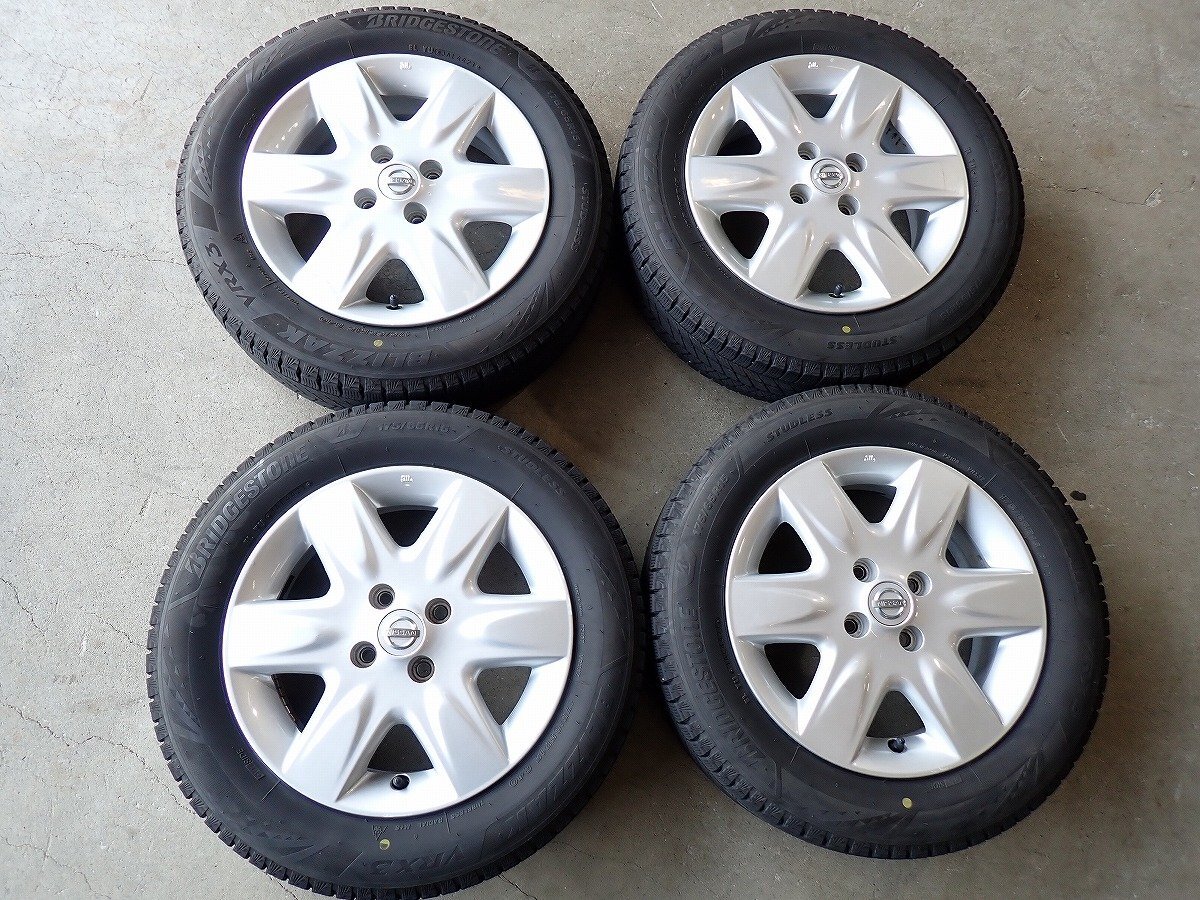 YS20186【送料無料175/65R15】ニッサン純正 マイクラC+C純正 BS 中古スタッドレスセット ★15×5.5J 100/4H ET50★1円スタート拍卖