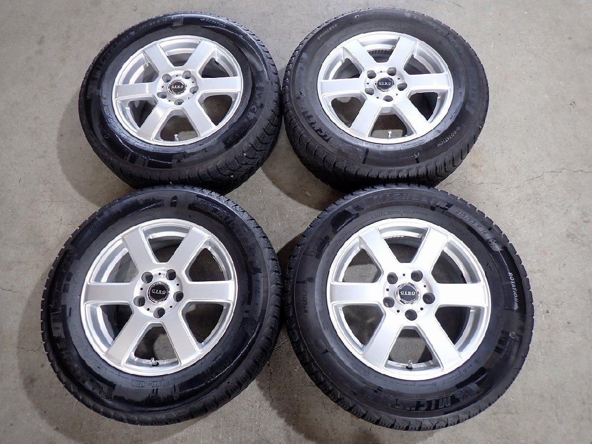 YS22869【送料無料215/65R16】アルファード ヴェルファイアなどへ 中古スタッドレスアルミセット■16×6.5J 114.3/5H ET38■1円スタート拍卖