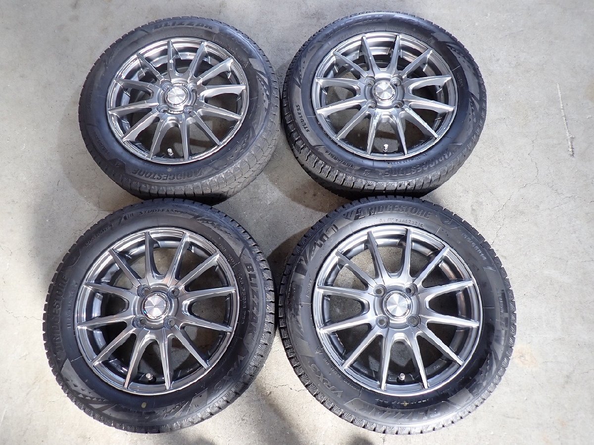 YS22872【送料無料155/65R14】タント スペーシア N-BOXなどへ VRX3 中古スタッドレスセット ■14×4.5J 100/4H ET45■ 1円スタート拍卖