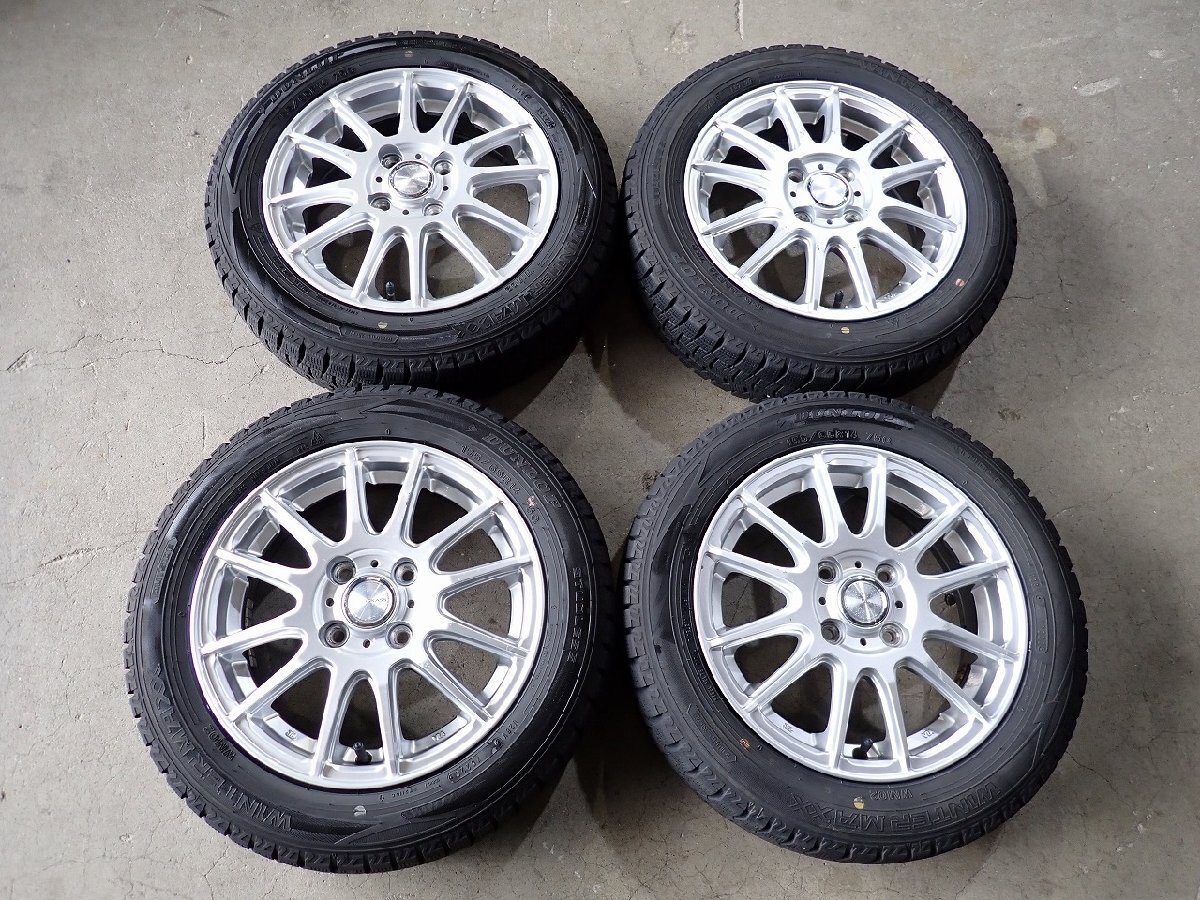YS22825【送料無料155/65R14】サクラ デリカミニ N-BOX タント スペーシア等 中古スタッドレス ★14×4.5J 100/4H ET45★1円スタート拍卖