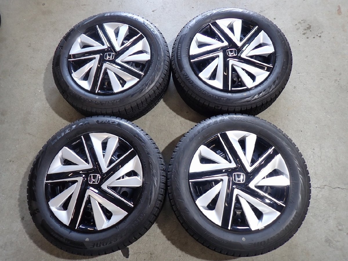 YS22861【送料無料185/60R15】ホンダ純正スチール フィット シャトル グレイス等 中古スタッドレス ■15×6J 100/4H ET約50■1円スタート拍卖