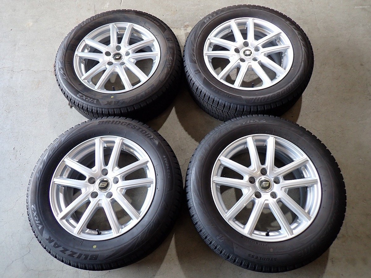 YS20400【送料無料225/60R17】クロストレック SK系フォレスター等に 中古スタッドレスセット ★17×7J 114.3/5H ET48★1円スタート拍卖