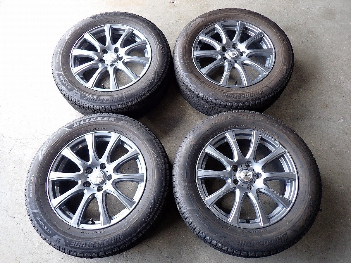 YS20398【送料無料225/60R17】クロストレック SK系フォレスター等に 中古スタッドレスセット ■17×7J 114.3/5H ET53■1円スタート拍卖