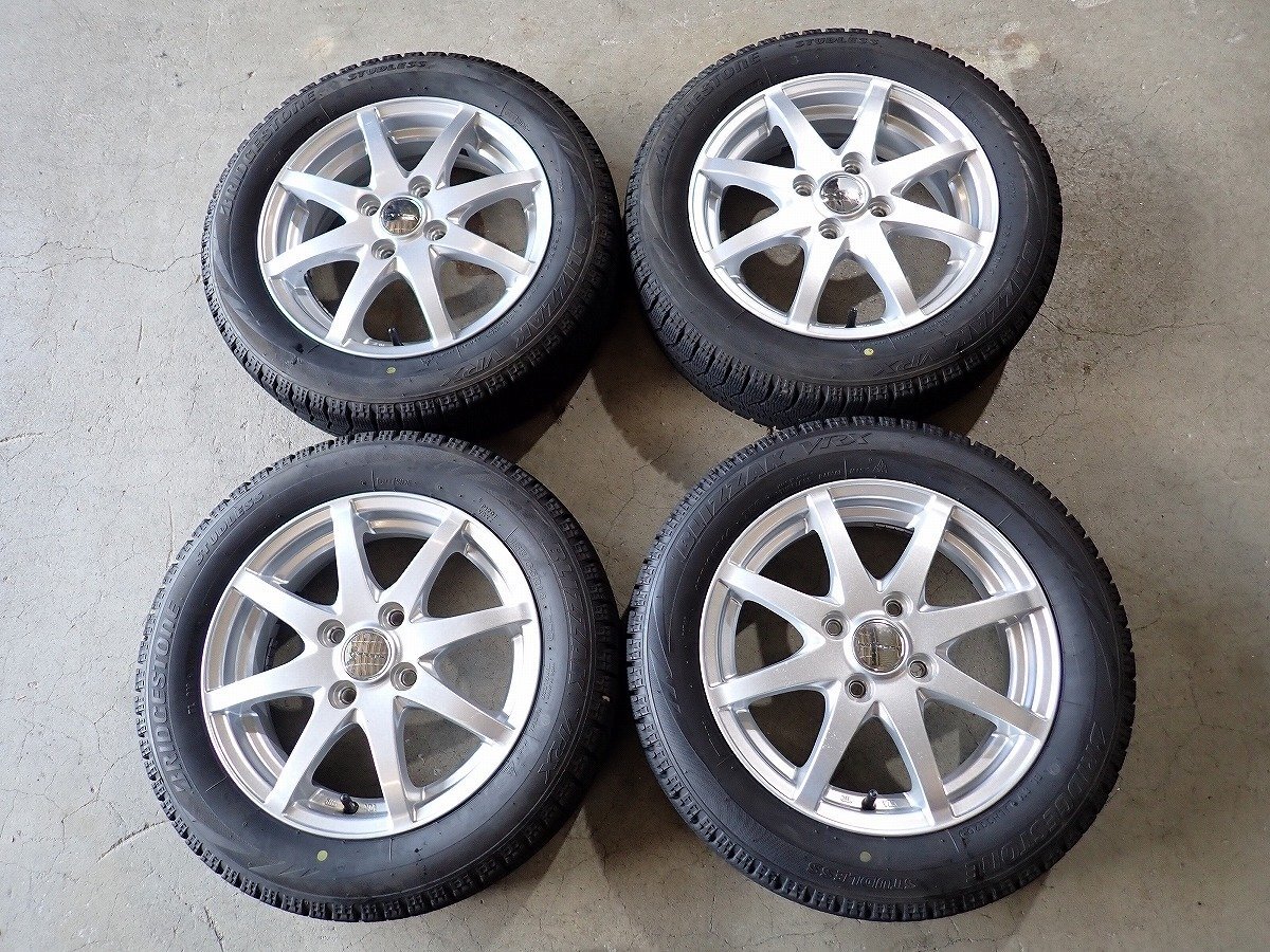 YS20308【送料無料155/65R14】タント スペーシア N-BOX ウェイク BS 中古スタッドレス ■14×4.5J 100/4H ET45■1円スタート拍卖