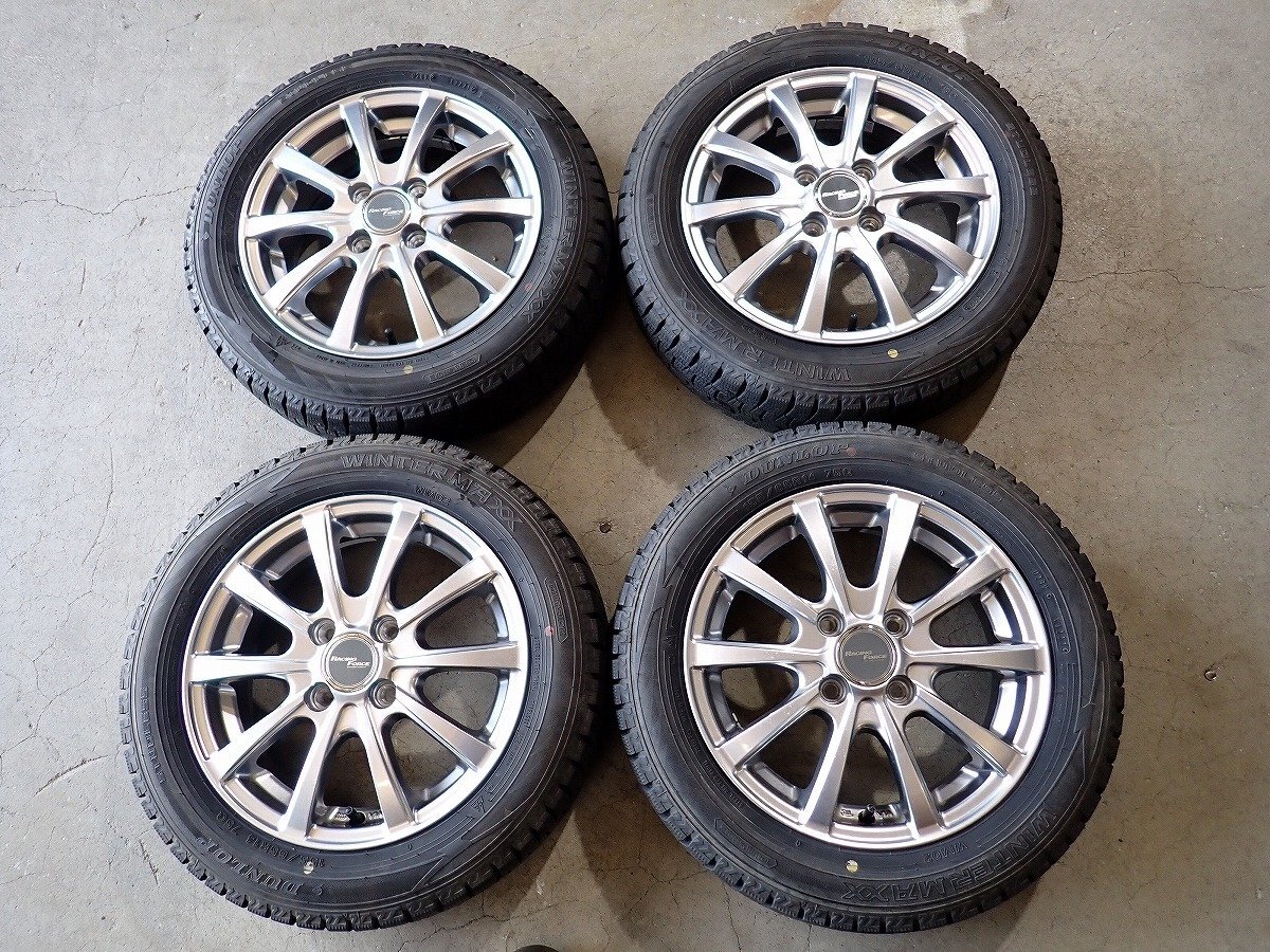 YS20301【送料無料155/65R14】NーBOX タント スペーシア デイズ ekスペース 中古スタッドレス ▼14×4.5J 100/4H ET45▼1円スタート拍卖