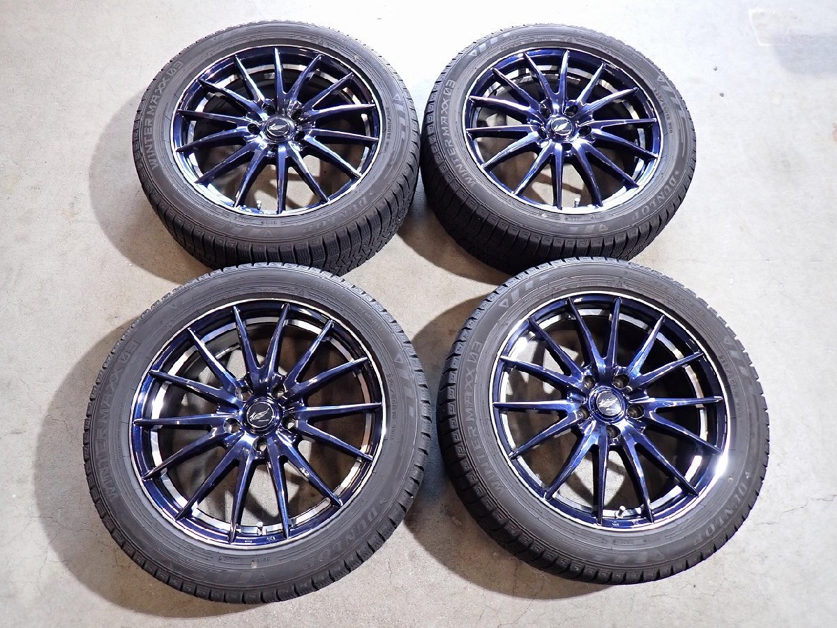 YS20295【送料無料225/50R18】エスティマ RCオデッセイ C-HRなどに 中古スタッドレス ●18×7J 114.3/5H ET48●1円スタート拍卖