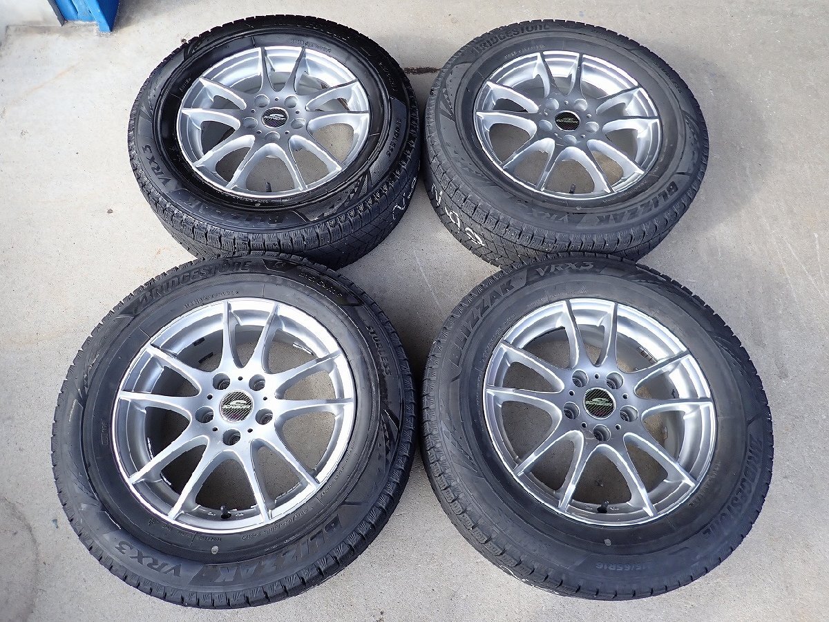 YS23269【送料無料215/65R16】アルファード ヴェルファイアなどに BS VRX3 中古スタッドレス ●16×6.5J 114.3/5H ET38●1円スタート拍卖