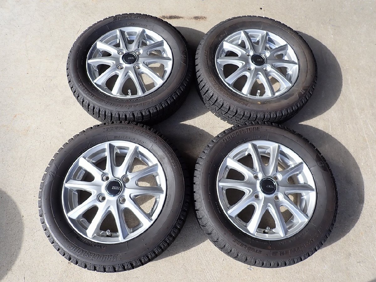 YS23271【送料無料155/65R13】ライフ オッティ ekワゴン等 ※ekスポーツ不可※ 中古スタッドレス ▼13×4J 100/4H ET45▼1円スタート拍卖