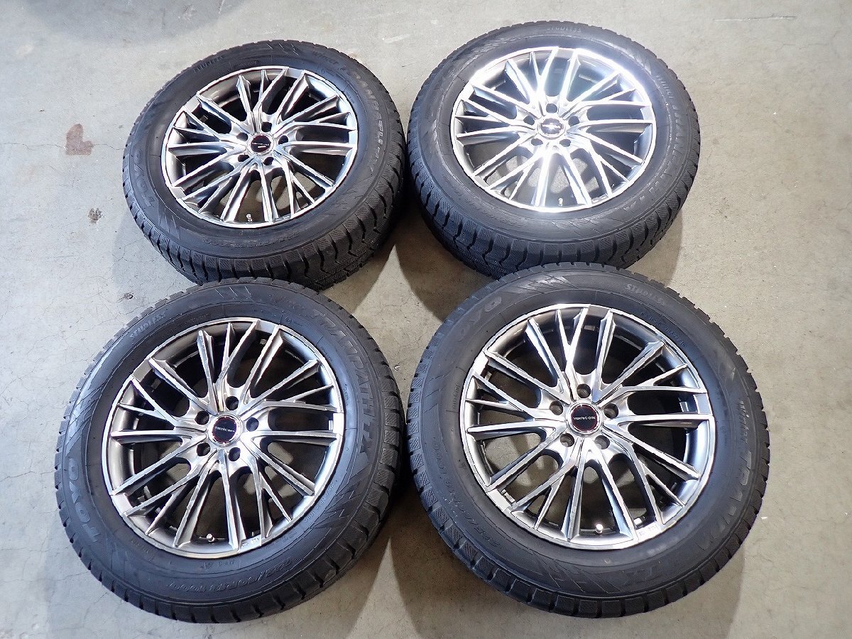 YS23308【送料無料225/60R18】BT5/BS9 レガシィアウトバック等に 中古スタッドレス ●18×7J 114.3/5H ET48●1円スタート拍卖