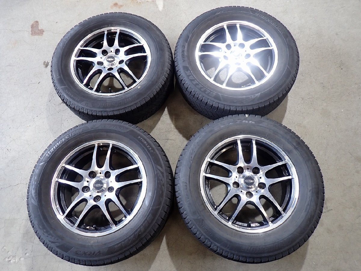 YS23314【送料無料205/65R15】ステップワゴン ストリームなどに BS 中古スタッドレス ★15×6J 114.3/5H ET53★1円スタート拍卖