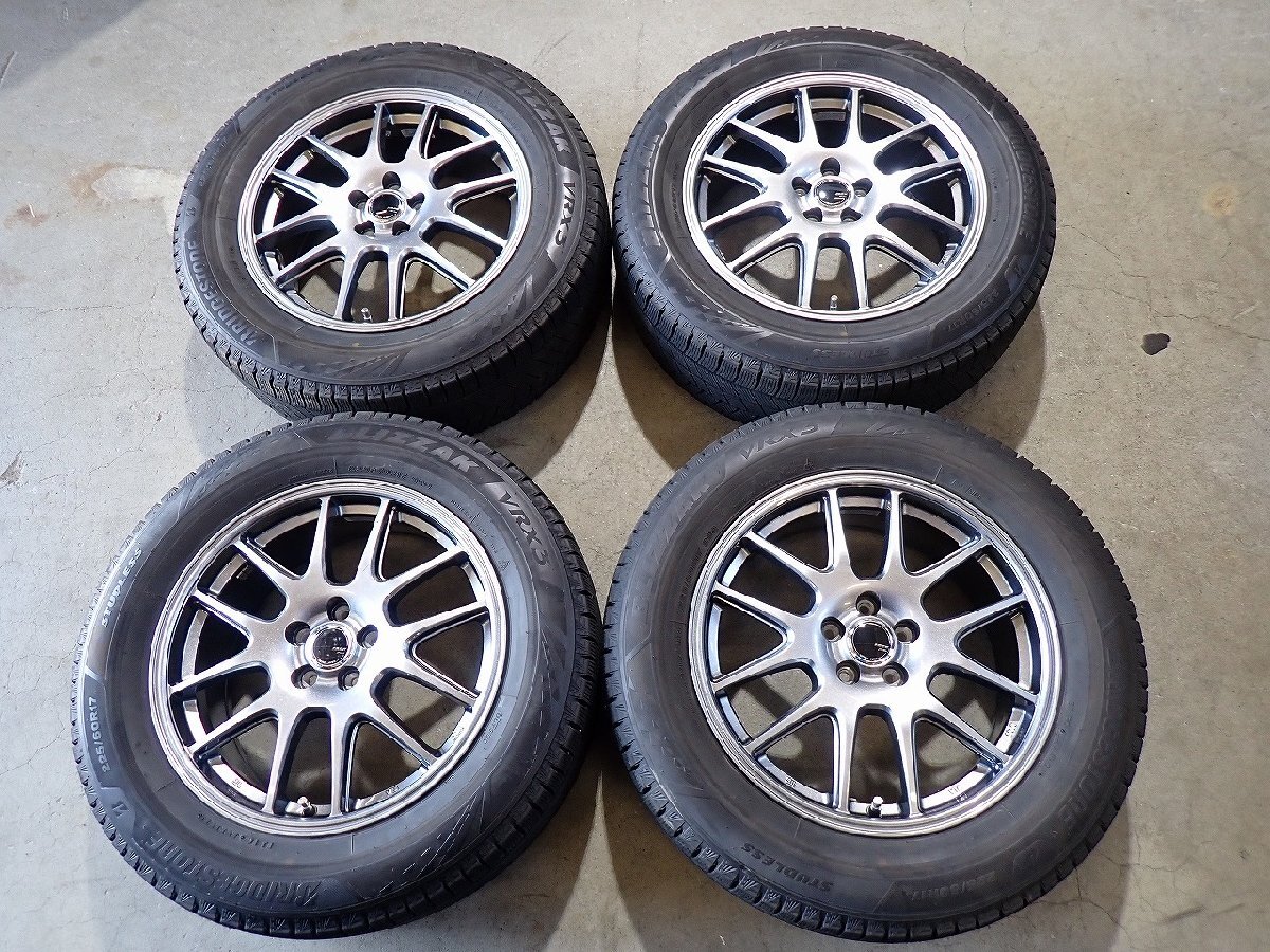 YS23305【送料無料225/60R17】XV SJ系フォレスター BR系レガシィアウトバック 中古スタッドレス ★17×7J 100/5H ET50★1円スタート拍卖