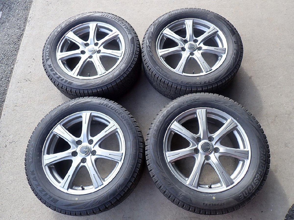 YS23299【送料無料225/55R17】10系アルファード フーガ T30エクストレイルなどに 中古スタッドレス ★17×7J 114.3/5H ET38★1円スタート拍卖