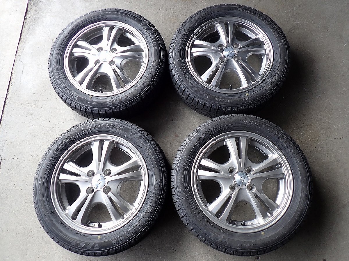 YS23296【送料無料165/65R15】タフト ソリオ デリカD:2等に ダンロップ 中古スタッドレス ▼15×5J 100/4H ET44▼1円スタート拍卖