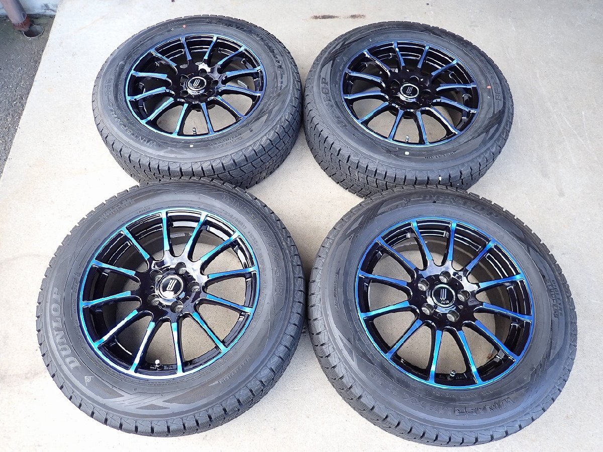 YS23285【送料無料225/65R17】ハリアー RAV4 NX エクストレイルなどに 中古スタッドレス ★17×7J 114.3/5H ET38★1円スタート拍卖