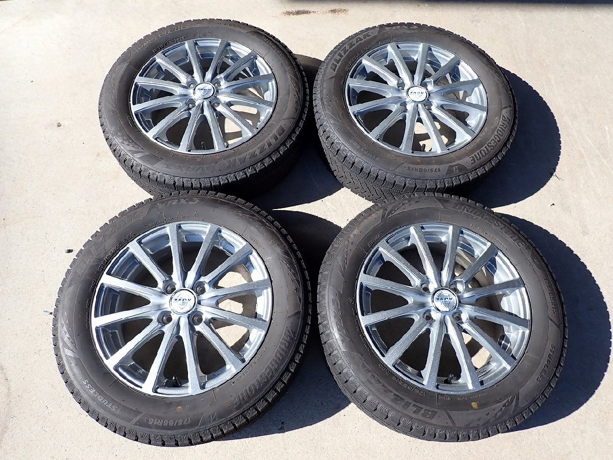 YS23276【送料無料175/65R15】フィット インサイトなどに 2022年製 BS 中古スタッドレス ▼15×5.5J 100/4H ET50▼1円スタート拍卖