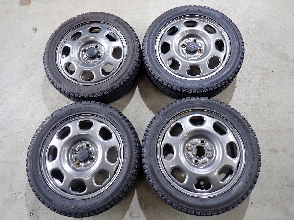 YS23057【送料無料165/60R15】スズキ純正スチール ハスラー純正 2023年製 中古スタッドレスセット ■15×4.5J 100/4H ET約45■拍卖