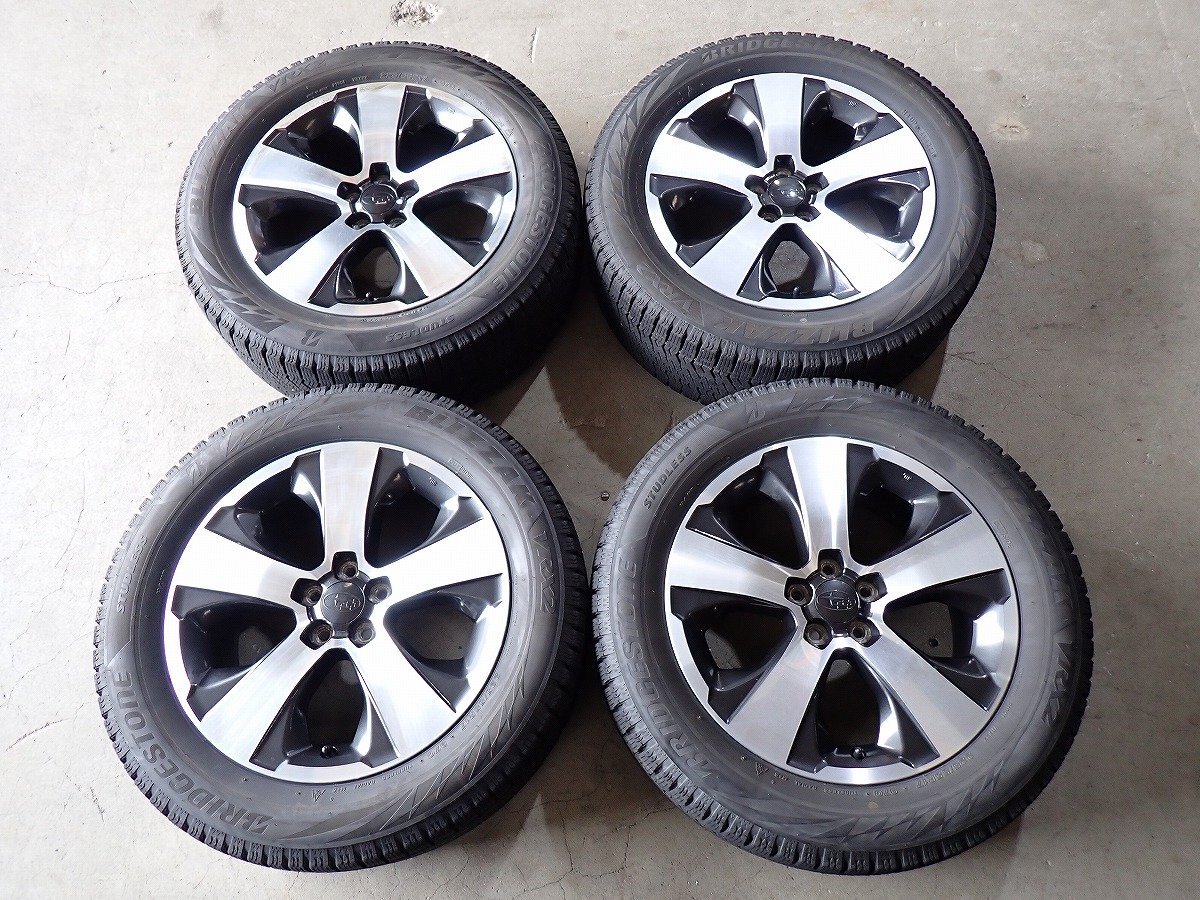 YS20474【送料無料225/55R17】スバル純正 XV純正 SH系フォレスターにも 中古スタッドレスセット ●17×7J 100/5H ET48●1円スタート拍卖