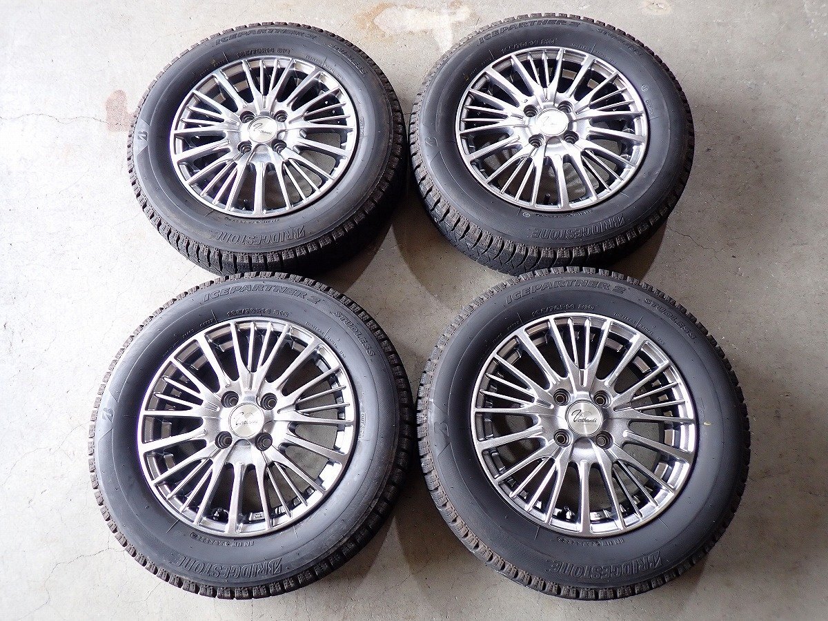 YS20467【送料無料165/70R14】MA26Sソリオ Kei ZC71Sスイフトなどに 中古スタッドレス ▼14×4.5J 100/4H ET45▼1円スタート拍卖