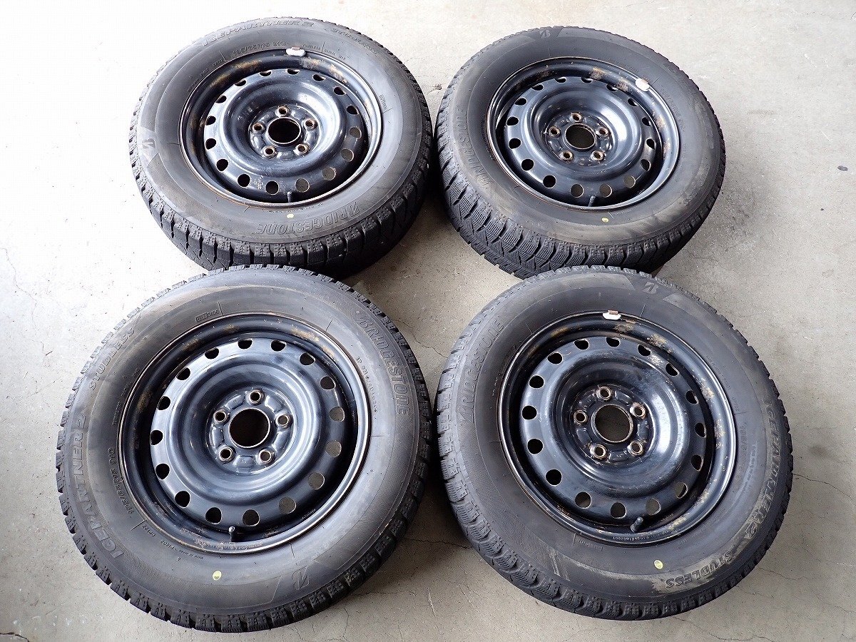 YS20460【送料無料195/65R15】C25セレナなどに ブリヂストン 中古スタッドレスセット ●15×5.5J 114.3/5H ET約50●1円スタート拍卖