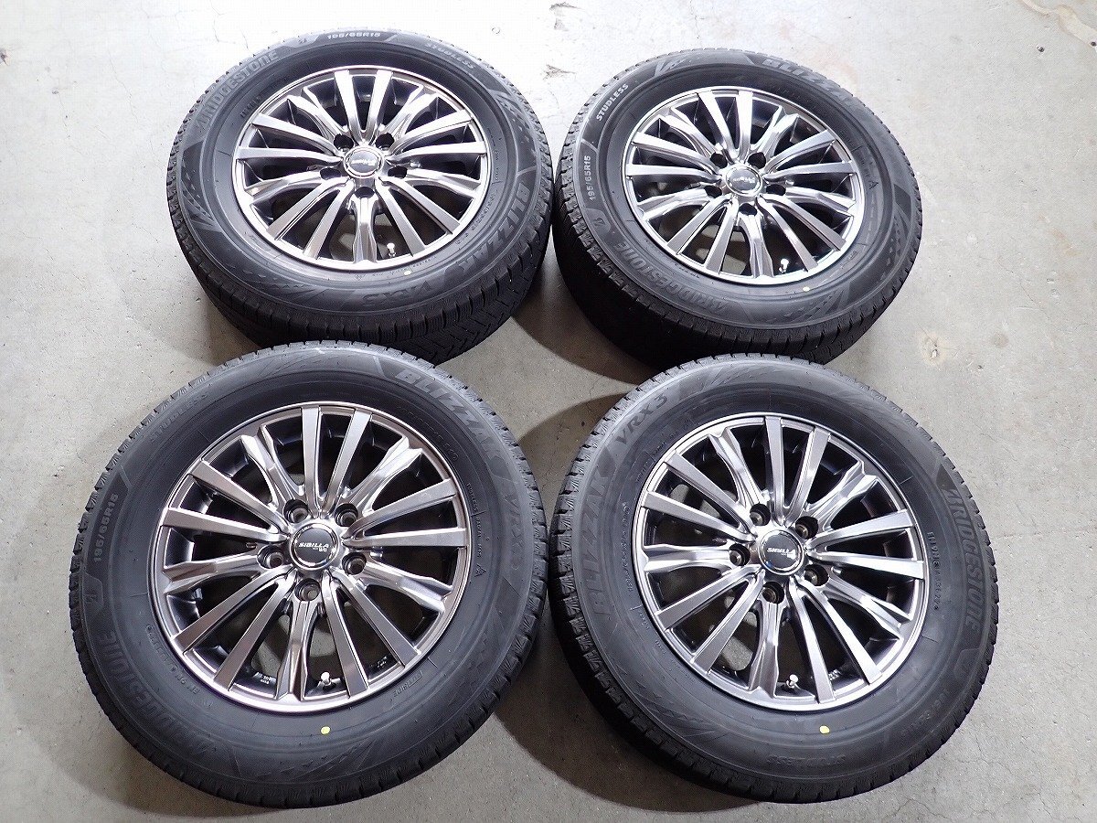 YS20450【送料無料195/65R15】セレナ オーリス ルミオン アイシス等 BS VRX3 中古スタッドレス ●15×6J 114.3/5H ET43●1円スタート拍卖