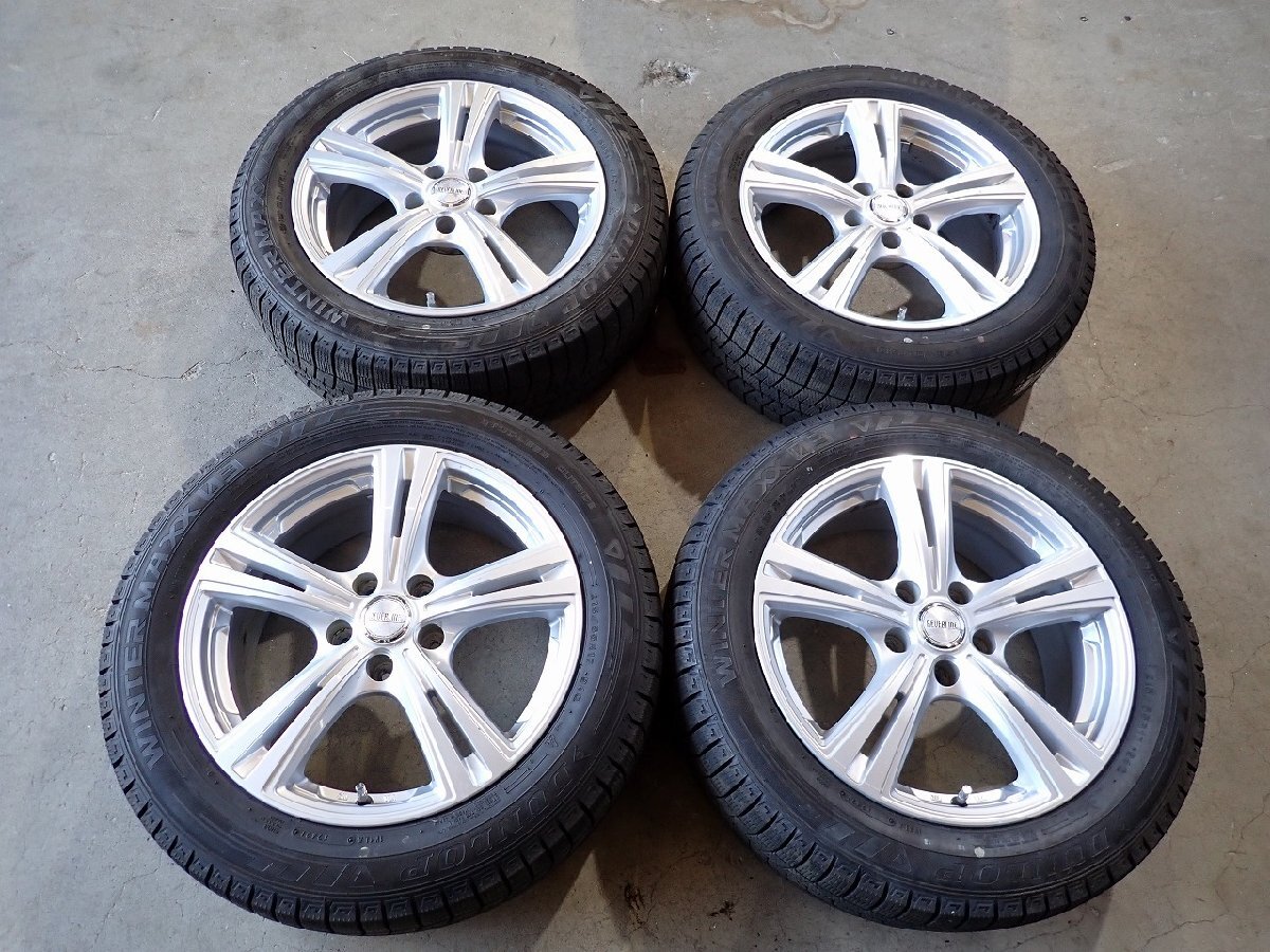 YS22634【送料無料215/55R17】エスティマ クラウン マークXジオ等に 中古スタッドレスセット ▼17×7J 114.3/5H ET38▼1円スタート拍卖