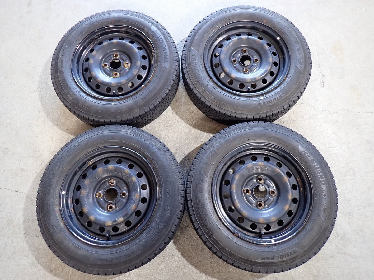 YS22680【送料無料155/80R14 88/86N】プロボックス サクシードなどに 中古スタッドレス ★14×5J 100/4H ET約35★1円スタート拍卖