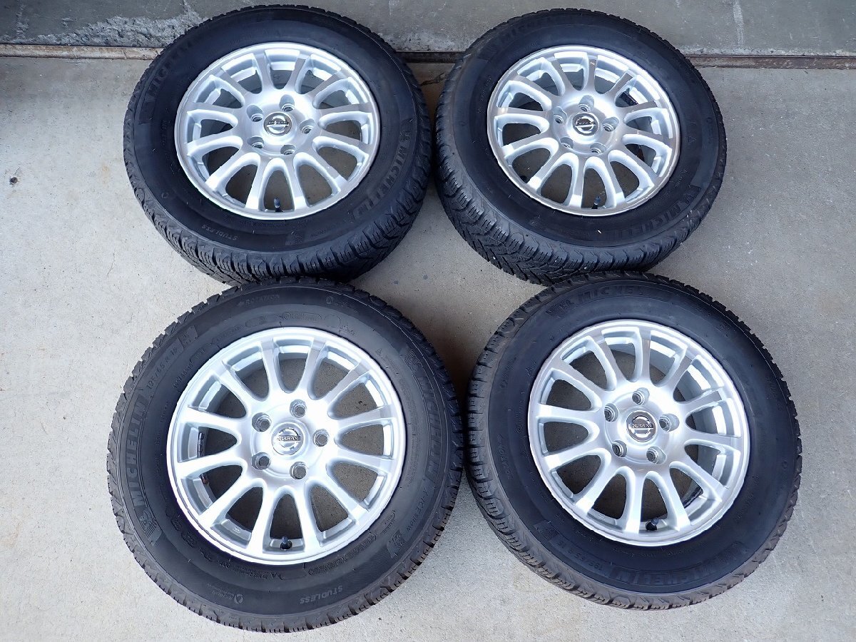 YS22692【送料無料195/65R15】ニッサン純正 C25 C26セレナなどに ミシュラン 中古スタッドレス ●15×5.5J 114.3/5H ET45●1円スタート拍卖