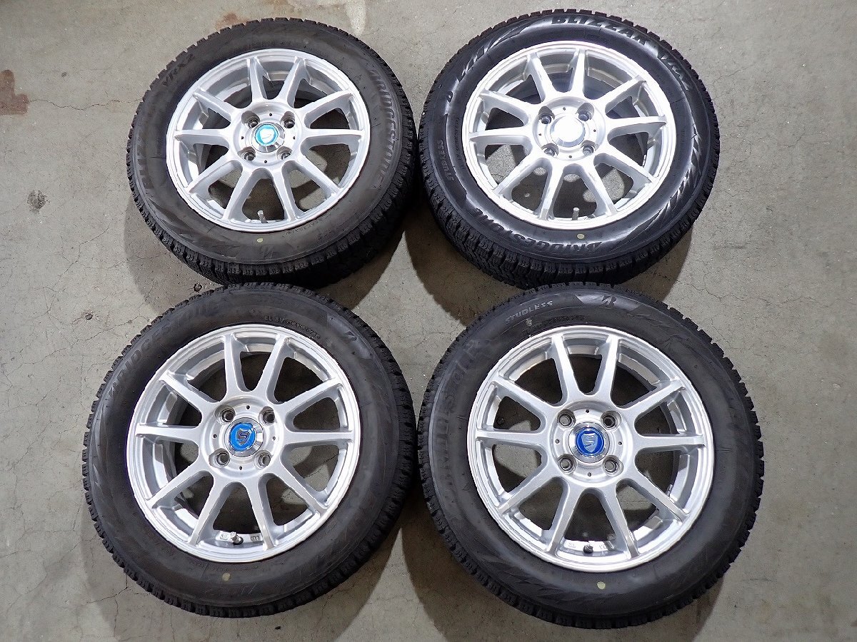 YS23467【送料無料155/65R14】NーBOX タント スペーシア デイズなどに 中古スタッドレス ■14×4.5J 100/4H ET43■1円スタート拍卖