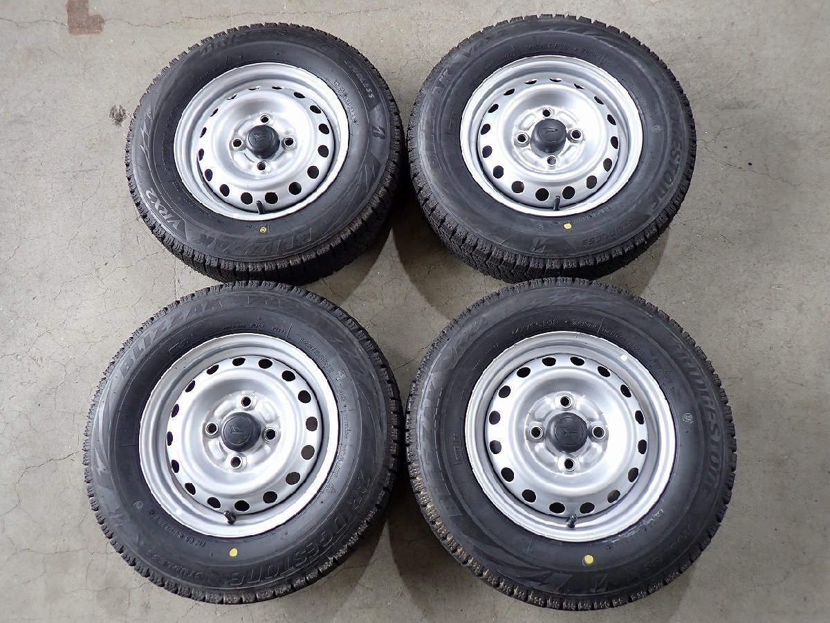 YS23411【送料無料145/80R12】ダイハツ純正スチール エッセ ミラなどに BS 中古スタッドレスセット ▼12×4J 100/4H ET約45▼拍卖