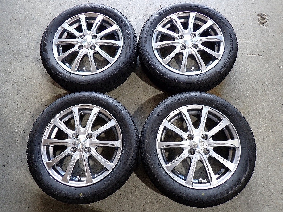 YS20528【送料無料165/60R15】ハスラー フレアクロスオーバーなどに BS 中古スタッドレス■15×4.5J 100/4H ET45■1円スタート拍卖