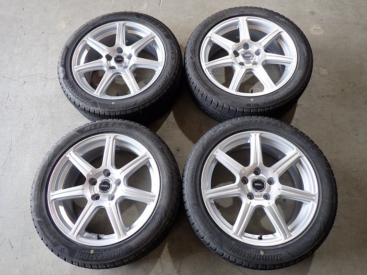 YS20516【送料無料215/50R17】SAI プリウスα ジェイド などに BS VRX3 中古スタッドレス ★17×7J 114.3/5H ET38★1円スタート拍卖