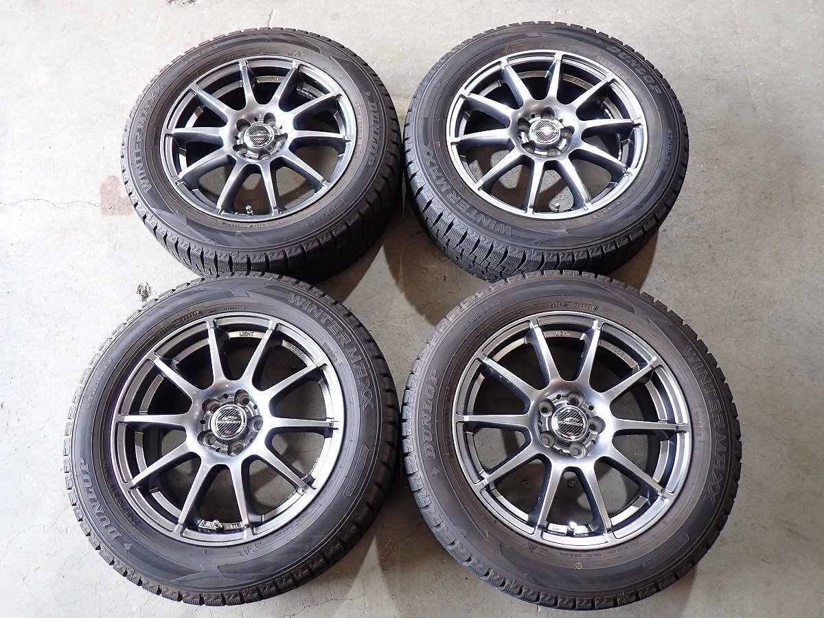 YS20523【送料無料205/55R16】プリウス ウィッシュ 86 BRZなどに 中古スタッドレスセット ■16×6.5J 100/5H ET48■1円スタート拍卖