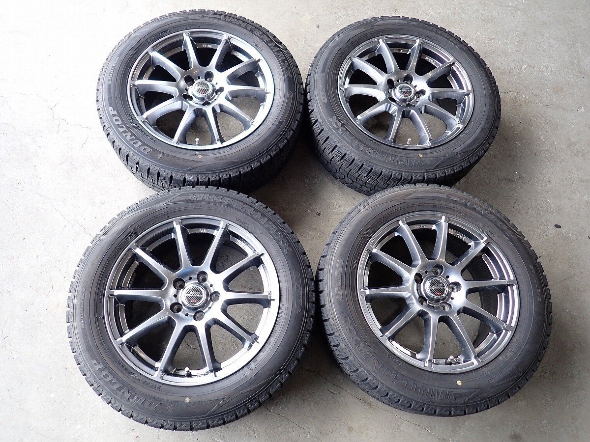 YS20505【送料無料215/60R17】オデッセイ エスティマ エリシオン等 中古スタッドレス ▼17×7J 114.3/5H ET48▼1円スタート拍卖