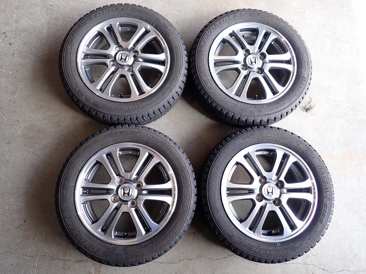 YS20487【送料無料155/65R14】ホンダ純正 N-BOX純正 N-WGN N-ONEにも 中古スタッドレス ▼14×4.5J 100/4H ET40▼1円スタート拍卖