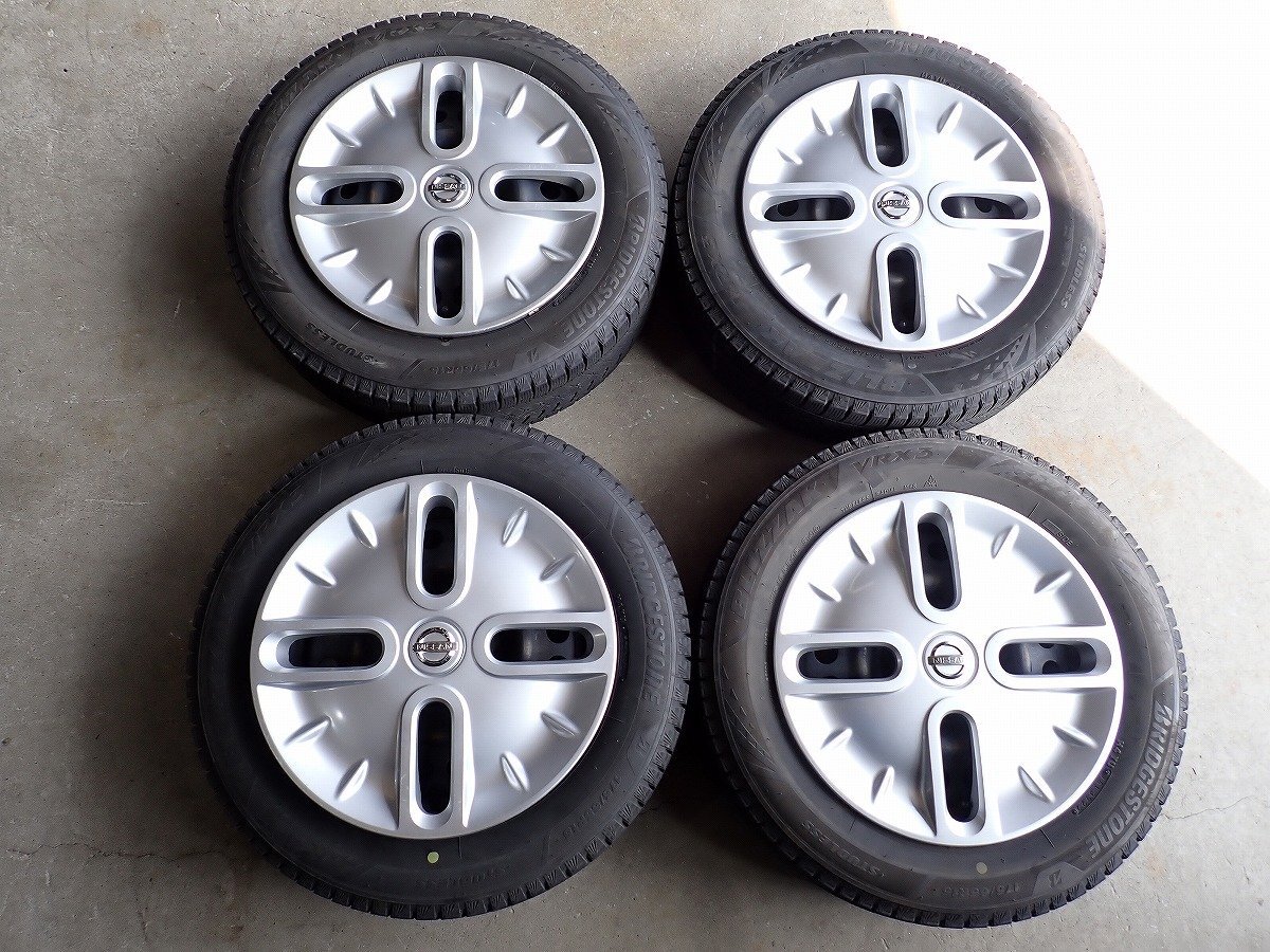 YS20486【送料無料175/65R15】ニッサン純正スチール キューブ BS VRX3 中古スタッドレス ★15×5.5J 100/4H ET約40★1円スタート拍卖