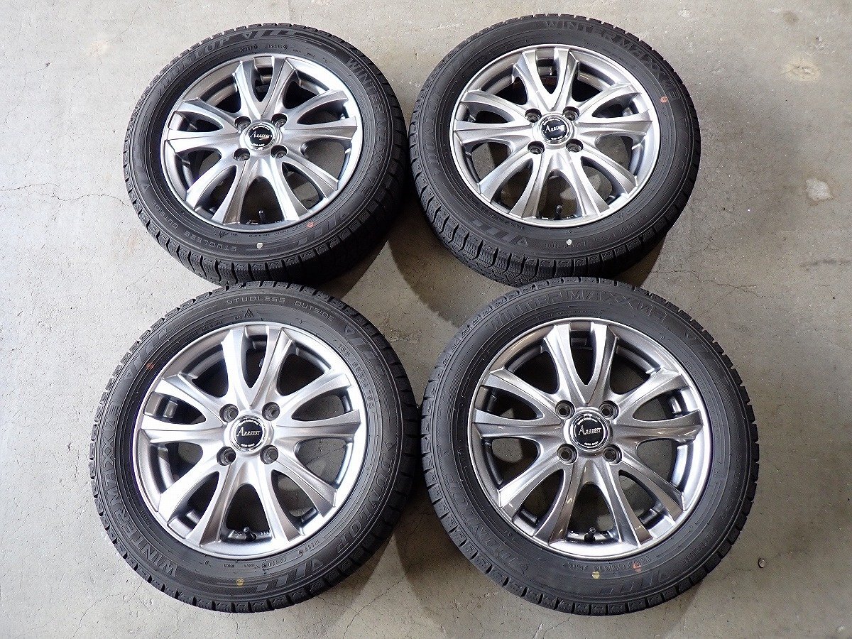 YS20483【送料無料155/65R14】NーBOX タント スペーシア デイズ等に 中古スタッドレス ●14×4.5J 100/4H ET45●1円スタート拍卖