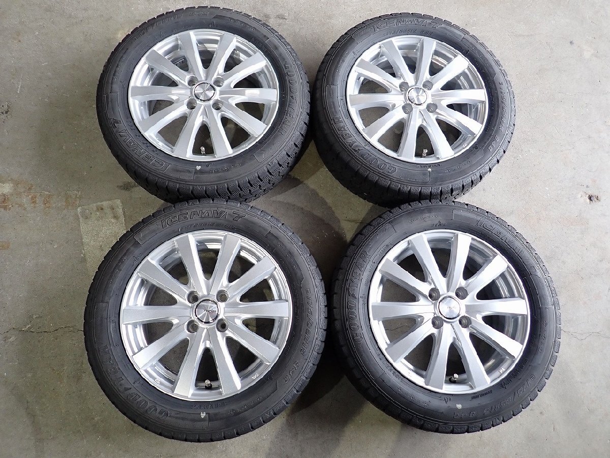 YS21406【送料無料175/65R15】スイフト キューブ アクア フィット等に GY 中古スタッドレス ★15×5.5J 100/4H ET42★1円スタート拍卖