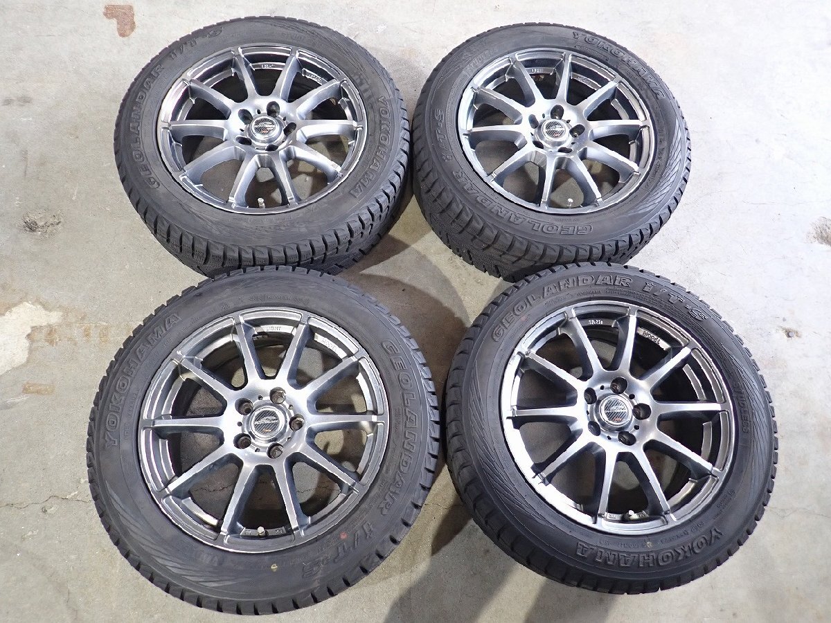 YS21413【送料無料215/60R17】CーHR エスティマ カローラクロスなどに 中古スタッドレス ■17×7J 114.3/5H ET38■1円スタート拍卖