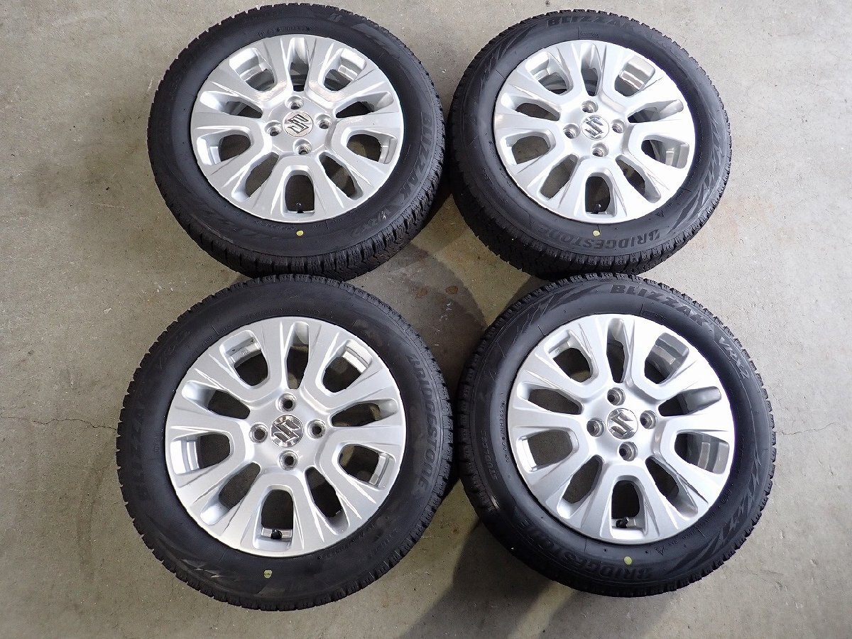 YS21391【送料無料165/65R15】スズキ純正 ソリオ純正 2023年製 BS VRX2 中古スタッドレス ★15×5J 100/4H ET45★1円スタート拍卖