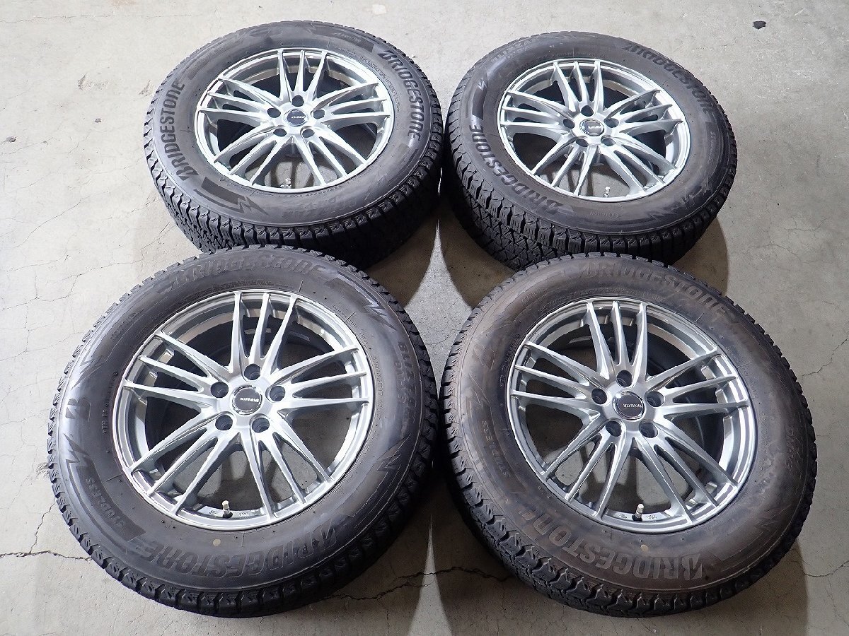 YS21356【送料無料225/65R17】ハリアー RAV4 NX エクストレイルなどに 中古スタッドレス ★17×7J 114.3/5H ET38★1円スタート拍卖