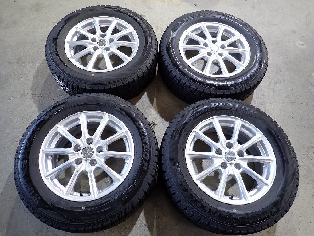 YS22849【送料無料215/65R16】アルファード ヴェルファイア等 ダンロップ 中古スタッドレス ●16×6.5J 114.3/5H ET39●1円スタート拍卖