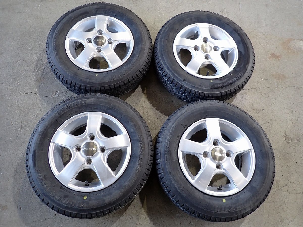 YS22840【送料無料145R12 6PR】サンバー ハイゼット キャリー ミニキャブ BS 中古スタッドレス ▼12×4J 100/4H ET42▼1円スタート拍卖