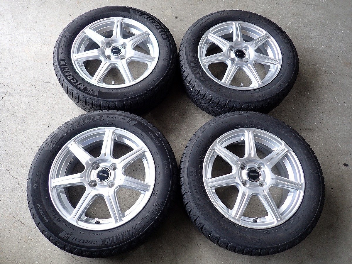 YS20606【送料無料175/65R15】フィット アクア スイフト キューブなどに 中古スタッドレス ★15×5.5J 100/4H ET42★1円スタート拍卖